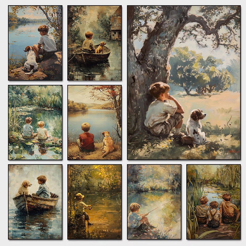 Outdoor Adventure With Kids - Pôster de arte vintage para quarto