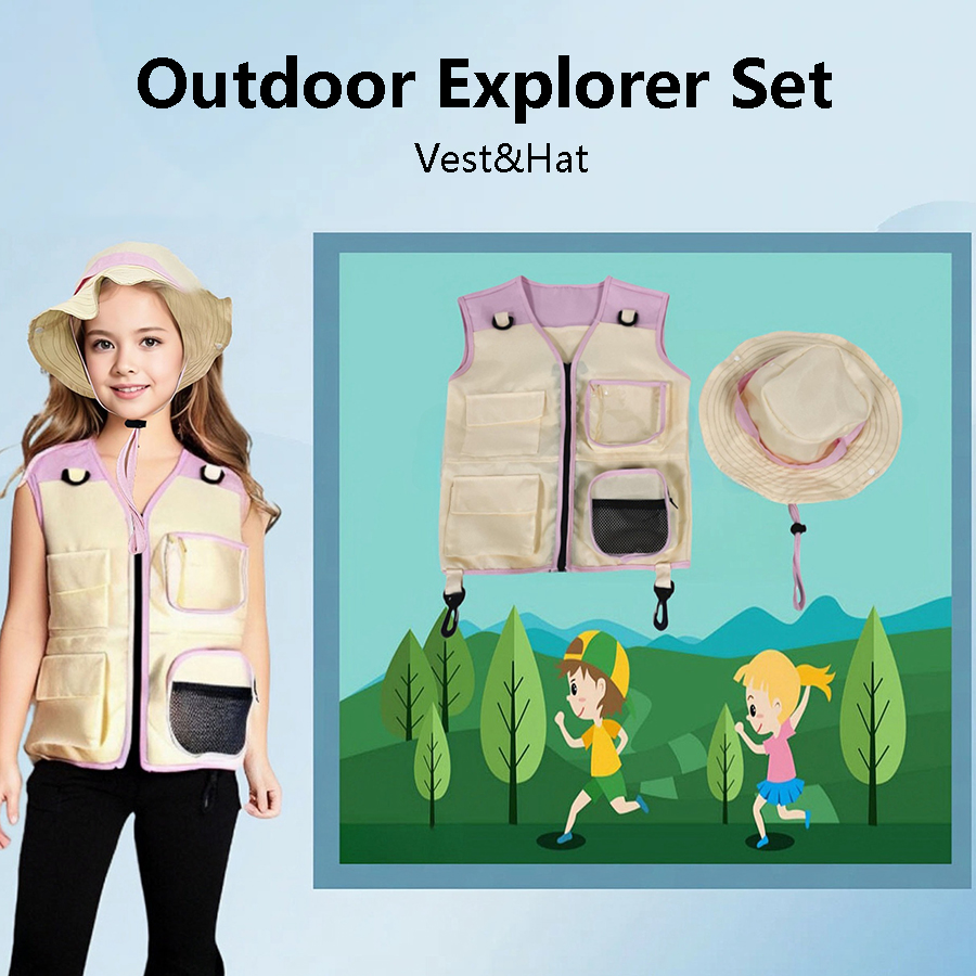 Traje de colete e chapéu explo - Outdoor Adventure Kids Party avaliação e preço